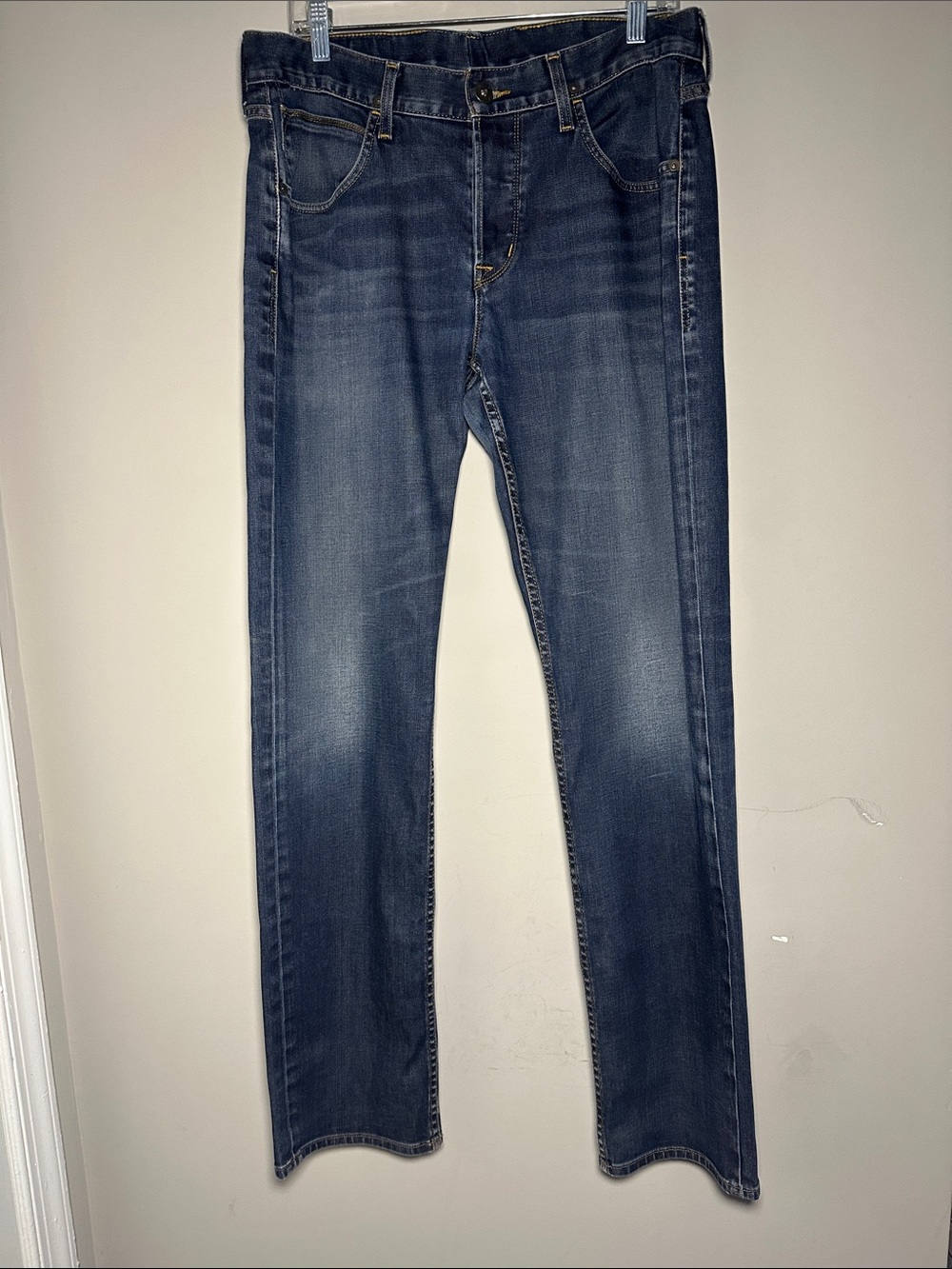 Hudson Jeans Byron five pocket Straight Leg button fly dark wash Jeans